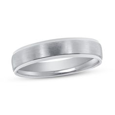 men's wedding band in 18k white gold with satin finish, 6mm