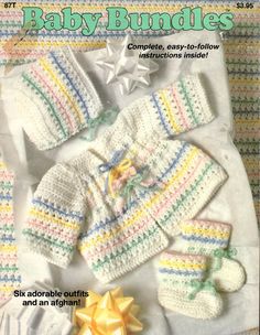 a magazine cover with baby crochet items on it