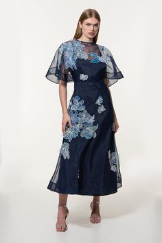 Floral Applique Woven Maxi Dress Latest Maxi Dresses, Winter Coat Dress, Maxi Dress Collection, Outfits Petite, Black Tie Dress, Maxi Dress Navy, Floral Applique, Guest Outfit, Long Sleeve Midi Dress