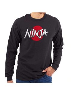 Japanese Ninja Funny Novelty Ideas Mens Long Sleeve Tee T Shirt Black Casual  Long Sleeve Fabric Colorblock,Graphic,Letter  Medium Stretch  Men Clothing, size features are:Bust: ,Length: ,Sleeve Length: Ninja T Shirt, Ninja Funny, Long Sleeve Cotton Techwear T-shirt, Martial Arts T Shirt Design, Funny Long Sleeve T-shirt With Character Print, Samurai T Shirt, Mens Long Sleeve Tee, All Fashion, Long Sleeve Tees