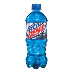 a bottle of mountain dew water on a white background with clipping to the bottom