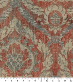 a red and blue floral pattern on fabric