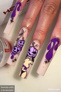 Funky and Spooky Bad Girl Nails for Halloween this Fall Season | Spooky Halloween Nails Halloween Nails Short, Halloween Nails Simple, Spooky Halloween Nails, Nails For Halloween, Nails For Fall, Intricate Art, Girl Nails, French Acrylic Nails, Halloween Nail Designs