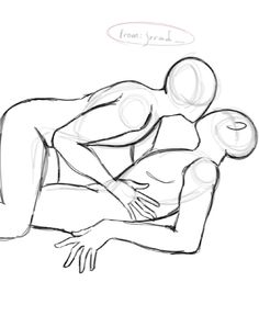 a drawing of a person laying down with their arms around each other's body