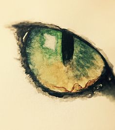 a drawing of an eye with green eyeshade and brown spots on the iris