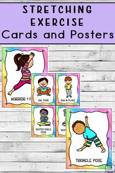 stretching exercise cards and posters for kids