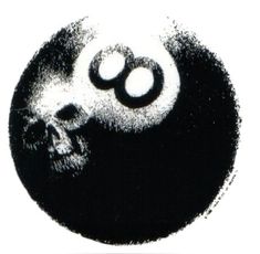 a black and white drawing of a skull in the middle of a yin - yang ball