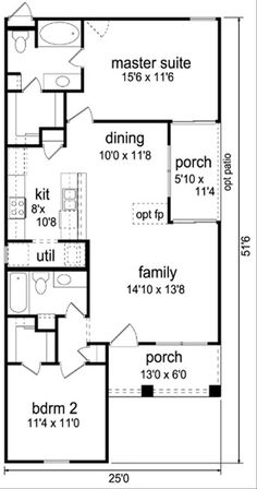 the floor plan for a two bedroom house