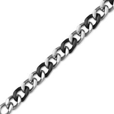 Show your smart taste with the clever black and white alternating details of this men's curb chain necklace in two-toned stainless steel. Crafted in stainless steel This 7.5mm-wide curb chain features black ion-plated accent links alternating with pairs of bright white links. This 24.0-inch necklace secures with lobster claw clasp. Black Link Bracelet With Curb Chain, Black Metal Cuban Link Chain Bracelet, Black Cuban Link Chain Bracelet, Modern Black Cuban Link Bracelet, Black Stainless Steel Cuban Link Bracelet, Black Metal Cuban Link Bracelet, Black Stainless Steel Chunky Chain Necklace, Black Chunky Chain Stainless Steel Necklace, Modern Black Stainless Steel Chain Necklace