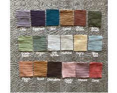 the different colors of yarn are shown in this color swat list for crochet