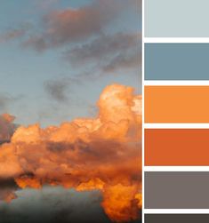 an orange and blue color scheme with clouds in the sky at sunset or sunrise time