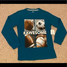 Ocean Current Henley Long Sleeve Shirt Medium Boys Teal Fun Sports Crew Neck Tops, Fun Blue Long Sleeve T-shirt, Fun Blue Tops For Fall, Fun Blue Top For Fall, Ocean Current, Camouflage Shorts, Henley Long Sleeve, Red Polo Shirt, Blue Long Sleeve Shirt