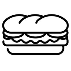 a black and white drawing of a sandwich