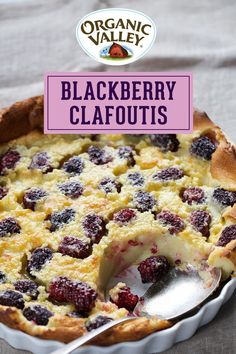 Blackberry clafoutis in a baking dish Clafoutis Recipes, Organic Valley, Blackberry Recipes, Seasonal Fruits, Postre Keto, Seasonal Fruit, Simple Dessert, French Dessert, Berries Recipes