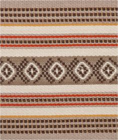 a brown, white and orange striped rug