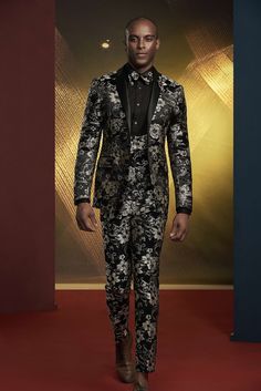 This luxury black and gold tuxedo is perfect for a gala, red carpet or any exclusive black tie event. A perfect statement piece to add to your tuxedo collection for men or women. FREE SHIPPING ON ORDERS OVER $199 COLOR Black/Gold COMPOSITION N/A YARN COUNT N/A WEIGHT 290g FABRIC STYLE Jacquard OCCASION Wedding/Gala Black And Gold Tuxedo, Tampa Museum Of Art, Gold Tuxedo, Cuffed Pants, Black Tie Event, Suit Style, Double Breasted Suit, Straight Pants, Museum Of Art