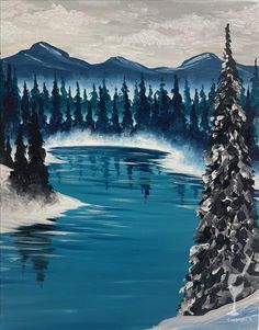 Tranquil Painting, Bff Night, Neon Cactus, Paint And Drink, Paint Your Pet, Misty Mountains, Evergreen Forest, Scenery Paintings, Painting Party