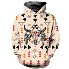 Cow Native Skull 3D Hoodie (1) Cow Skull, Print Pullover, Zip Sweatshirt, Fashion Company, Hoodie Print, All Over Print, Mens Tank Tops, Kids Hoodie