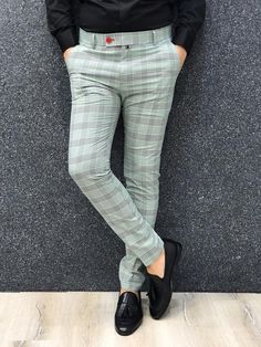 Kingston Gray Plaid Slim Pants – brabion Green Shoes Men, Men’s Office, Chinos Men Outfit, Mens Plaid Pants, Mens Clothing Trends, Hipster Pants, Tartan Pants, Pants Outfit Men, Formal Men Outfit