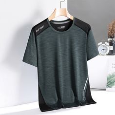 Tamanho asiático Material 90% Poliéster Nova moda de verão Sporty Outfits Men, Gym Tshirt, Slim Sweater, Sport T-shirts, Solid Color Shirt, Tee Shirt Homme, Men Shirt, Men Shirt Style