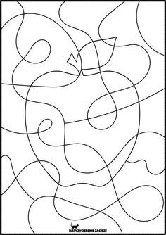 a coloring page with an apple on the side and arrows pointing up to it's left