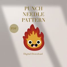 a book cover with an image of a fire and the words punch needle pattern on it