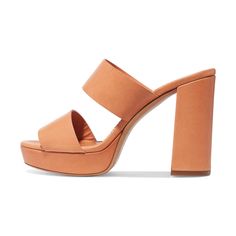 Women's Orange Open Toe Chunky Heels Platform Mules by FSJ. Crafted for both fashion and comfort, these heels feature a trendy design with a chunky heel and platform, ensuring a chic and stable stride. Versatile for various occasions, these mules are the perfect fashion statement for any outfit, from casual to formal wear. Handcrafted US sizing. Fits true to size. Heel Height: 5.5" / 140 mm approx Product measurements were taken using size 8. Please note that measurements may vary by size. Stylish Design: Tan open-toe heels with a chunky heel and platform for comfort and style. Quality Material: Crafted with premium materials for durability and a luxurious look. Versatile Fashion: Ideal for various occasions, from casual outings to formal events. Comfortable Fit: Cushioned insoles and a st High Heel Mule Shoes, Chunky Heel Shoes, Platform High Heel Shoes, Platform Mules, High Heel Mules, Heeled Mules Sandals, Tan Heels, Leather Slip On Shoes, Block Heel Shoes