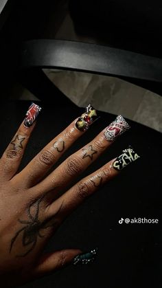 Junk Nails Black, Kehlani Nails, Nails Black Women, Nails Acryl, Junk Nails, Drip Nails, Stylish Nails Designs, Studded Nails