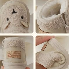 Cartoon Bear Kids Snow Boots - Momorii Winter Booties With Plush Lining And Round Toe, Cute Outdoor Boots With Round Toe, Cute Winter Outdoor Boots, Cute Winter Boots For Outdoor, Cute Outdoor Winter Boots, Cute Outdoor Boots For Winter, Newborn Shoes, Kids Snow Boots, Cartoon Bear