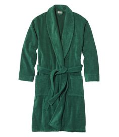 Everything you've always loved about our ultra absorbent terry cloth robes – now in luxuriously soft organic cotton. Traditional Fit: Relaxed through the chest, sleeve and waist. 100% organic Turkish cotton. Machine wash and dry. Shawl collar. Locker loop at back neck. Secure tie belt closure. Side pockets. Imported. | Men's Terry Cloth Organic Cotton Robe, Terry Cloth Cotton Long Sleeve Cotton Robe For Wellness, Relaxed Fit Solid Color Lounging Robe, Relaxed Fit Robe For Lounging, Terry Cloth Robe, Men's Robes, Mens Sleepwear, Terry Cloth, Shawl Collar, Tie Belt