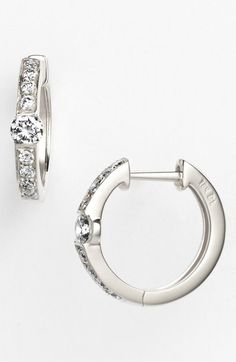 Bony Levy 'Linea' Small Diamond Hoop Earrings (Nordstrom Exclusive) available at… Small Diamond Hoop Earrings, Diamond Bezel Bracelet, Black Diamond Bracelet, Diamond Huggie Earrings, Front Back Earrings, Bony Levy, Flower Pendant Necklace, White Gold Earrings, Diamond Hoop Earrings