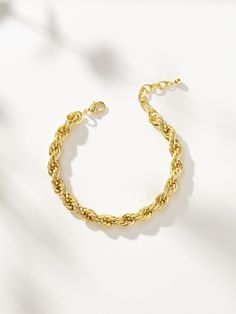 It doesn’t get much better than a classic rope chain, and our Hollis Bracelet is no exception. Created with 14k gold-plated brass, she’ll make a statement on her own but also pair well with a cuff to create a dynamic duo. | Gold Classic Rope Chain Hollis Bracelet | Women's Jewelry by Uncommon James Gold Rope Chain Bracelet, Adjustable Gold Rope Chain Bracelet, Classic Gold Bracelets With Rope Chain, Everyday Gold Rope Chain Bracelet, Gold Rope Chain Bracelet As A Gift, Elegant Gold Bracelet With Rope Chain, Everyday Rope Chain Bracelet, Gold Metal Braided Bracelets, Gold Rope Chain Bracelet Gift