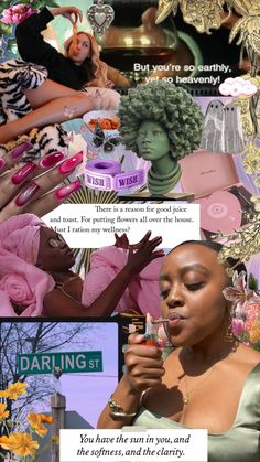 a collage of photos with different women and flowers on them, including the words daring st