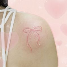 #bow #tattoo #inkideas #coquette Tats With Meaning For Women, White Bow Tattoo, Pink Fine Line Tattoo, Cheer Bow Tattoo, Hyper Feminine Tattoo, Bow Tattoo Behind Ear, Coquette Bow Tattoo, Matching Bow Tattoos, Cute Bow Tattoo