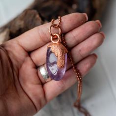 Copper pendant jewelry with amethystgift for womanamethyst | Etsy Purple Electroformed Amethyst Jewelry, Electroformed Amethyst Crystal Necklace As Gift, Purple Copper Pendant Necklace, Rose Gold Amethyst Necklace For Gift, Copper Electroforming, Gift For Woman, Copper Pendant, Amethyst Jewelry, Copper Pendants