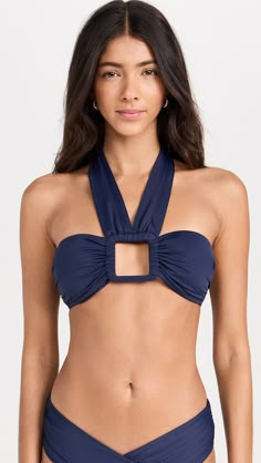 STAUD Innes Bikini Top | Shopbop Ruched Polyamide Swimwear For Beach, Bra-friendly Nylon Halter Top, Bra Friendly Nylon Halter Top, Ruched Triangle Top Swimwear In Nylon, Halter Neck Tankini For Vacation, Nylon Halter Neck Swimwear With Built-in Bra, Stretch Halter Top With Padded Cups For Swimming, Fitted Halter Neck Swimwear With Cutout, Fitted Halter Neck Cutout Swimwear