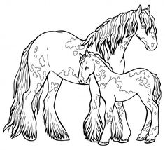 two horses standing next to each other on a white background - animals characters clip art