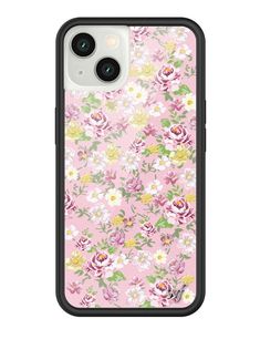 an iphone case with pink flowers on it