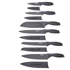 five knives with the names cusinart on them