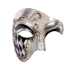 PRICES MAY VARY. This Venetian Phantom of the Opera party masquerade mask is handcrafted from high quality and durable paper mache, manually sprayed and detailed painted. Stylish and fashionable mask costume with Silver and Black jester patterns, elegant Silver linings, and cracked Off-White pattern. Great for Venetian, Mardi Gras, masquerade parties, Halloween, costume proms and balls, or any other event that needs unique masks Perfect costume mask cosplay for masquerade prom, Halloween, ball, Masquarede Ball Outfit Men, Men’s Masquerade Mask, Maskara Festival Mask Design, Aurora Morningstar, Mascaras Aesthetic, Male Masquerade Mask, Masquerade Mask Full Face, One Eye Mask, Masquerade Mask Men