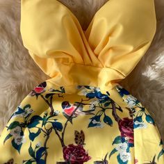 Size: m, l Materials: other Color: yellow Yellow Floral Print Mini Dress For Cocktail, Yellow Retro Mini Dress With Floral Print, Elegant Yellow Floral Print Mini Dress, Yellow Printed Sleeveless Mini Dress, Yellow Floral Print V-neck Sundress, Other Colors, Wrap Dress, Yellow, Color