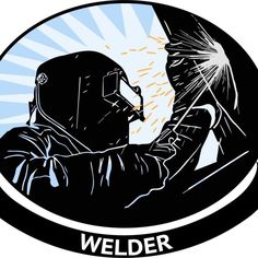 a welder worker welding with the words welder on it in front of a sunburst