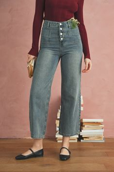 Pants features high waisted fit, sliver hardware, front functional pockets, belt loops, and mini flare. 80% Cotton and 20% Polyester Hand wash cold Color: Denim True to size fit Ace Of Hearts, Spring 2025, Heart Top, Evergreen Trees, Skirt Jumpsuit, Heart Dress, Top Sales, Cozy Sweaters, Sweater Accessories