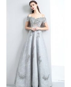 Buy Gorgeous Beaded Off Shoulder Grey Prom Dress Long with Lace at wholesale price online. Free shipping and pro custom service since 2009. Grey Prom Dress Long, Grey Prom Dress, Off Shoulder Evening Dress, Prom Dress Long, Mothers Dresses, Lace Evening Dresses, Evening Dresses Elegant, Cheap Dresses, Ladies Dress Design