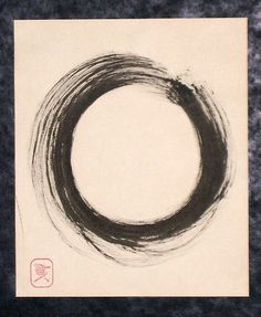 a black and white painting with a circle in the middle