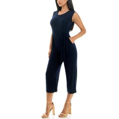 For a chic, put-together look, reach for this women's wide-leg jumpsuit by Nina Leonard. Plus, it has pockets! For a chic, put-together look, reach for this women's wide-leg jumpsuit by Nina Leonard. Plus, it has pockets!Finding the perfect fit and size for women's clothing requires basic measurements of your chest, waist, hips and inseam. Use this guide to learn more about sizing and everything Kohl's has to offer in women's fashion. Crewneck Sleeveless Side-tie sash 2 pockets Jersey constructi Chic Spring Jumpsuits And Rompers With Side Pockets, Chic Jumpsuits And Rompers With Side Pockets For Spring, Chic Workwear Jumpsuits And Rompers With Side Pockets, Sleeveless Jumpsuits And Rompers With Side Pockets For Loungewear, Chic Jumpsuits And Rompers With Side Pockets, Chic Jumpsuits With Side Pockets, Culotte Jumpsuit, Dress Guide, Clothing Size Chart