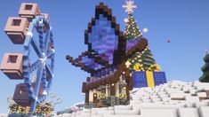 an image of a christmas scene in minecraft