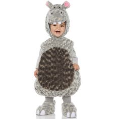 a toddler in a costume that looks like an animal