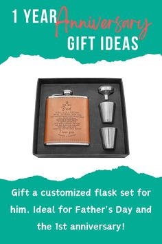 a flask and shot glass gift set for father's day