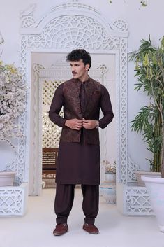 Premium Atlas Blended Fabric  Color Maroon Waist Coat Self Print Italian Thread  Metal Buttons Finest Stitch Branded Design Custom Sizes are also available. Traditional Lawn Suit With Dabka For Wedding, Jamawar Lawn Suit For Wedding, Wedding Lawn Suit With Dabka On Jamawar, Traditional Wedding Lawn Suit With Dabka, Traditional Raw Silk Lawn Suit For Eid, Formal Festive Jamawar Dresses, Semi-stitched Brocade Set With Dabka Work, Festive Brocade Sets With Dabka Work, Anarkali Brocade Traditional Wear With Dabka